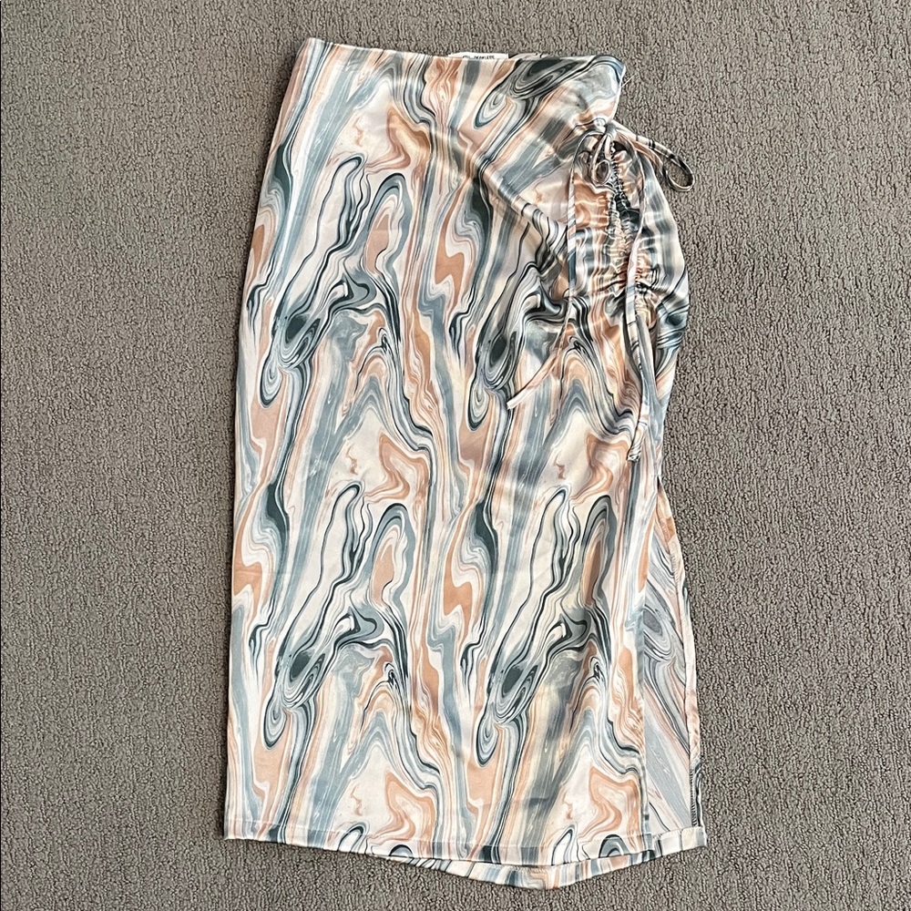 🩷 4th + Reckless XS Abstract Patterned Midi Skirt Side Zipper